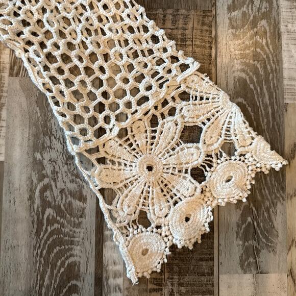 Rebellion Crochet Open Front Cardigan Small Floral Lace Bohemian Festival Dainty - Picture 8 of 8